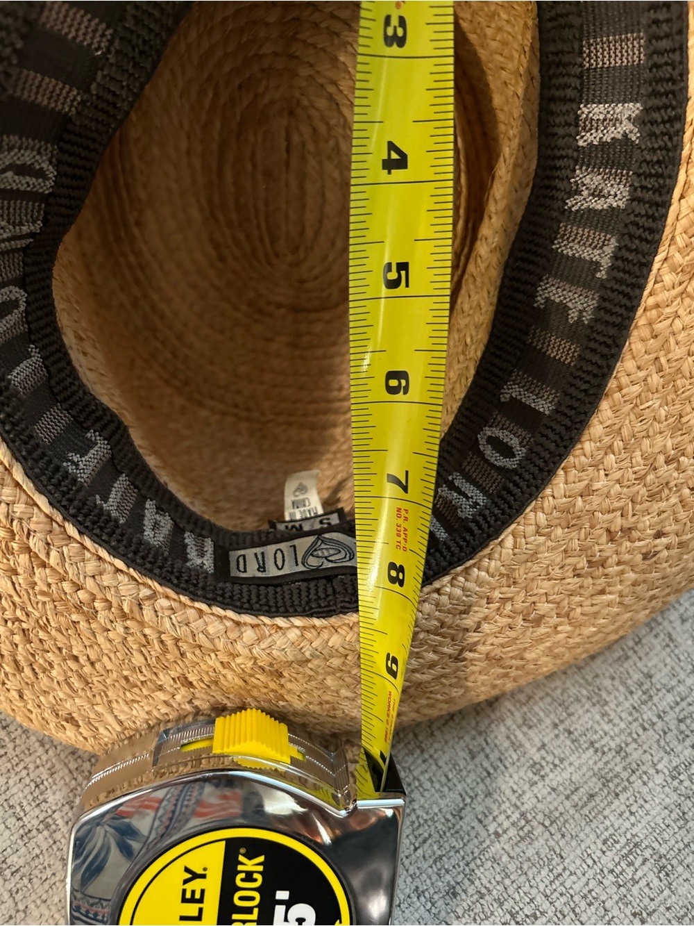 Kate Lord Woven Straw Sun Hat with Taupe Bow S/M - Picture 5 of 5